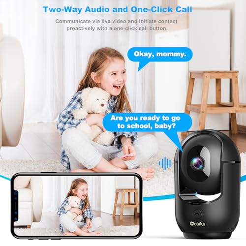 Image of Cloarks 2K Pan /Tilt Security Camera, WiFi Indoor Cameras for Home Security with AI Motion Detection, Pet /Dog /Baby Camera with Phone App, 2-Way Audio, 24 /7, Siren, TF /Cloud Storage，Black