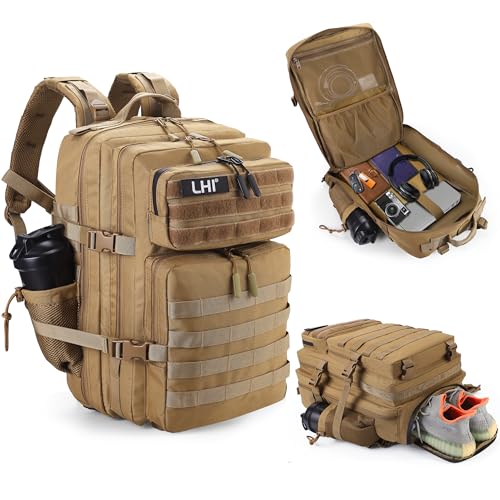 6 Best Gym Backpacks with Shoe Compartment 4 LHI Military Tactical Backpack for Men and Women 45L Army 3 Days Assault Pack Bag Large Rucksack with Shoe Compartment
