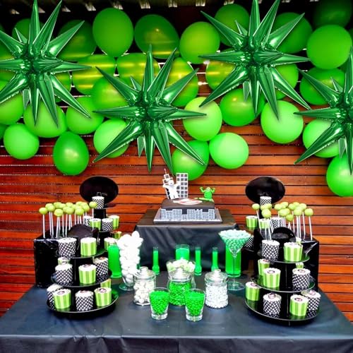 Image of TONIFUL 4 Pcs Explosion Star Balloons Green Foil Balloon Party Decorations | 22 Inch Large Mylar Star Balloon for St. Patrick's Day Graduation Boys Birthday Christmas Winter Holiday Photo Booth Supplies