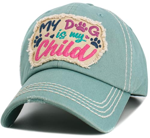 Image of KBETHOS Dog Cat Mom Dad Theme Womens Baseball Cap Distressed Vintage Unconstructed Embroidered Patch Hat