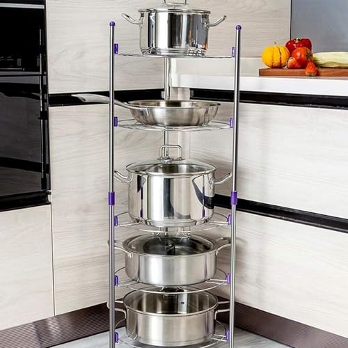 HYGRAD 5 Tier Large Pots & Pans Storage Rack Kitchen Wire Shelving Organiser Cookware Organising Stand Storage Unit