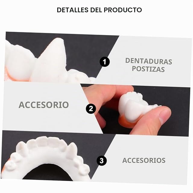 Foto 4 de 7 de JJiaoLinin Dientes Falsos de Halloween, 12 Pieces Dientes Divertidos de Bob, Dientes de Demonios de Halloween
