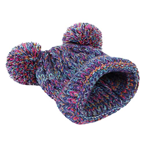 Mok Baby Beanie For Girls Cable Knit Winter Hat With Double Pom Pom Skull Hats #TOP2