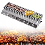 【Control de Precisión Independiente】Equipada con 8 perillas individuales e interruptores de encendido, esta parrilla de gas propano permite un ajuste preciso de la temperatura para cada unidad de calentamiento. Puede activar solo las secciones necesarias según la cantidad de alimentos, lo que mejora la eficiencia energética y ofrece opciones flexibles de cocción para diferentes ingredientes simultáneamente.