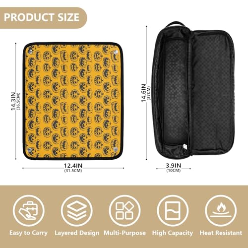 Bolsa de viaje para herramientas de cabello resistente al calor Spooky Pumpkin Marble, estera para planchas, rizadores y herramientas de cuidado capilar, organizador portátil miniatura 4