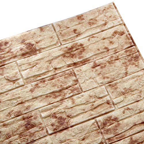 WANWEITONG 3D Papel Pintado ladrillo, PE de Espuma de 3D Wallpaper, DIY Pared Pegatinas Decoración de Pared en Relieve Piedra de ladrillo Para Casa Oficina (1 Pc, Piedra roja)