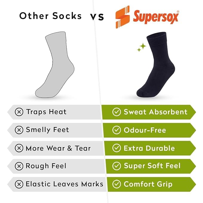 Image of Supersox Bamboo Regular School Uniform Socks for Kids | Sustainable Bamboo Fabric | Breathable, Moisture Absorbent & Odour Resistant | Extra Durable Welt for All-Day Comfort | Pack of 3