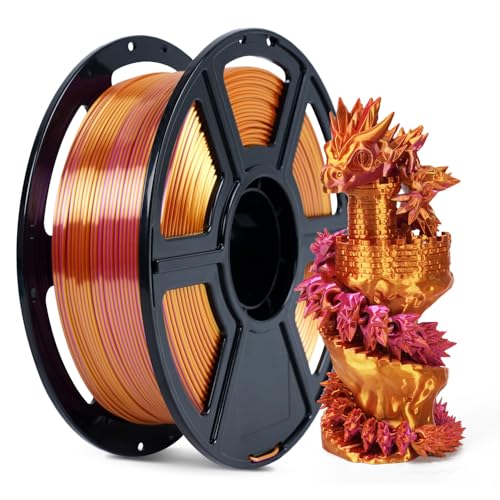Image of FLASHFORGE Silk Bi-Color PLA Filament 1.75mm, Coextrusion Gold Rose Dual Color Multicolor 3D Printer Filament, Enchanting Silk Finish with 360 Multicolor Shifting Color Effect