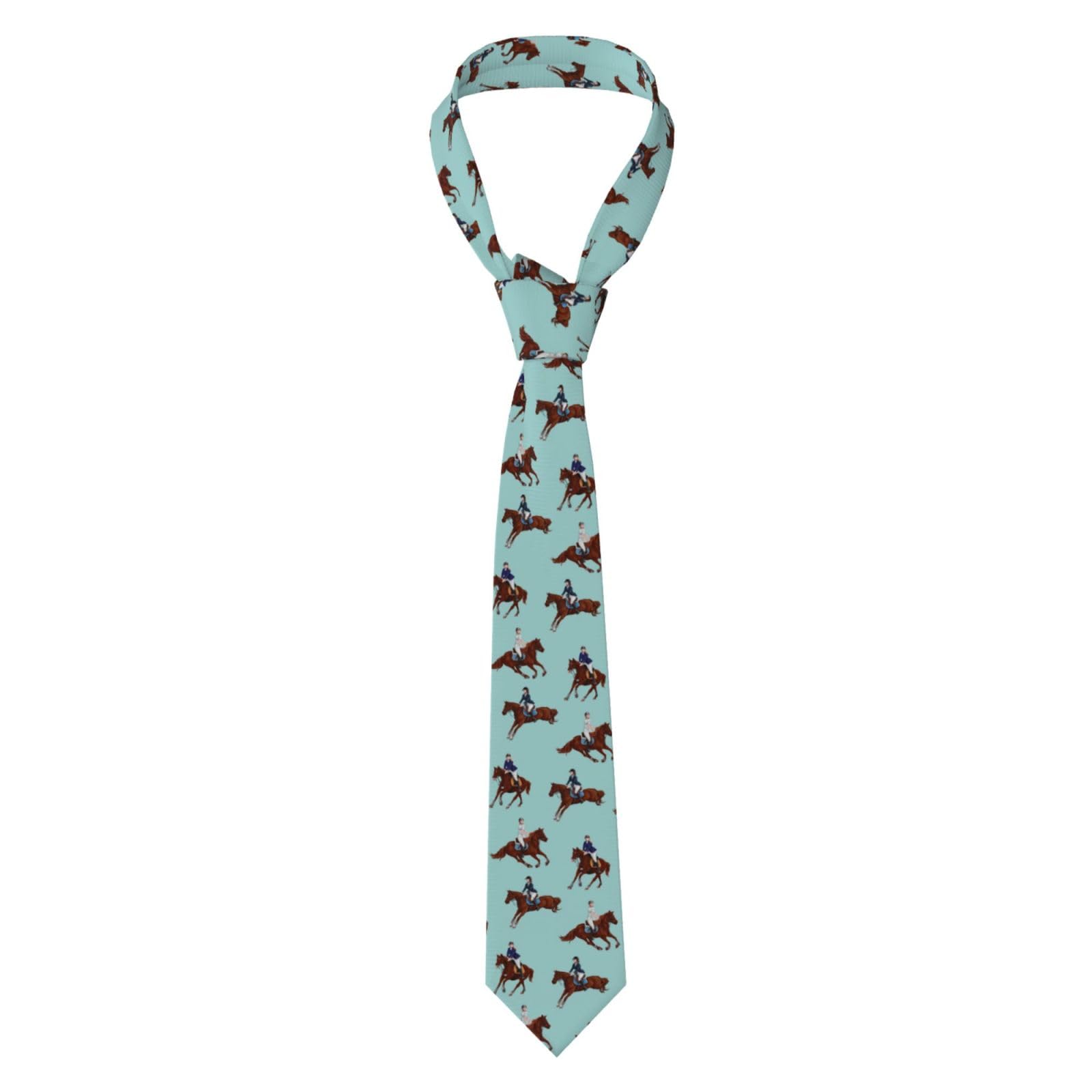 HLBSDM Horse Racing Pattern Men'S Luxury Tie For Weddings & Business - Silk-Like Texture, Formal Necktie Gift For Groomsmen & Professionals