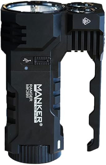 Manker Ranger MK39 II Combo Spotlight and Floodlight,9 LED Sources,25000 Lumens 1120m Beam Throw,High Power Flashlight/Powerful Search-LightBlack,1x Cool White Spotlight+ 8 x Cool White Floodlight
