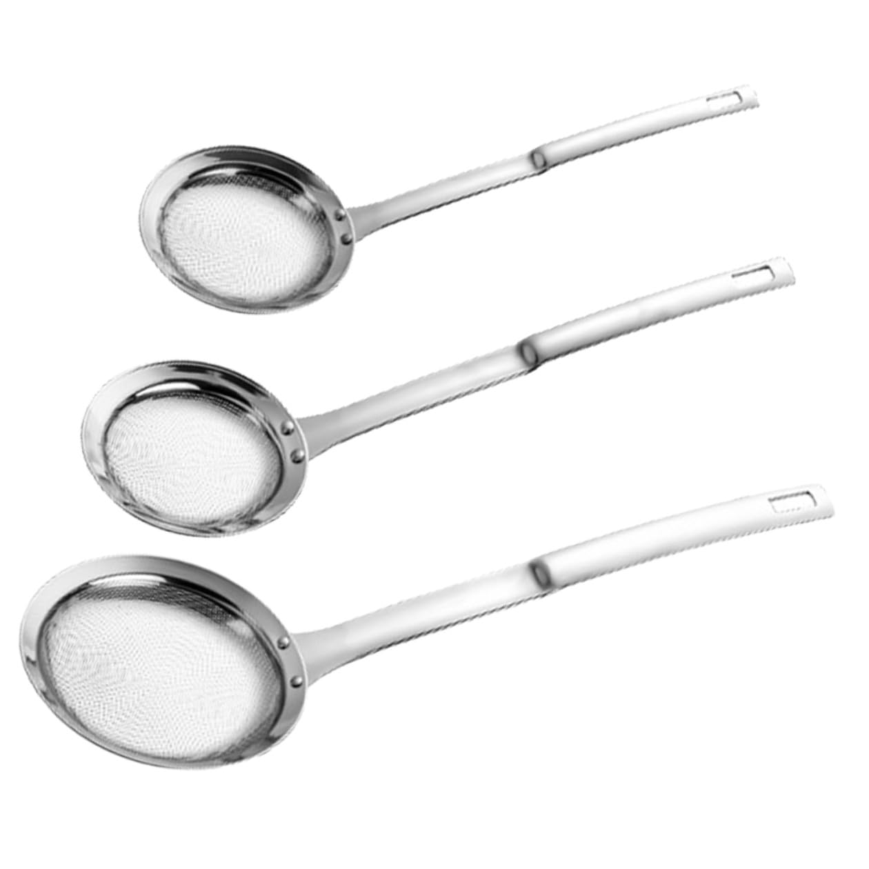 Set da 3 Pezzi Colino Cucina in Acciaio Inossidabile Rete Fine, Manico Comodo, Filtro per Farina e Soia, per Uso in Cucina Argento