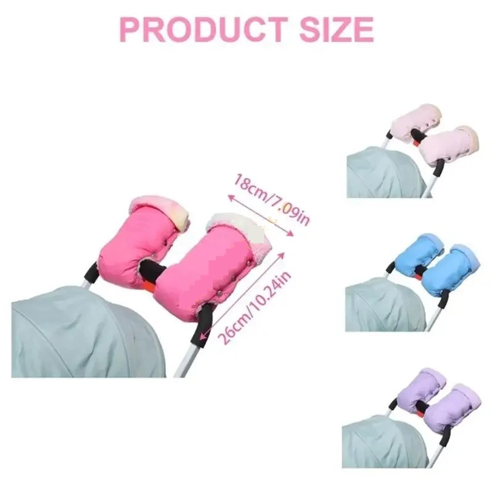 Guanti Passeggino Passeggini Scaldamani Guanti caldi antivento Prevenzione del freddo Comode muffole(Pink)