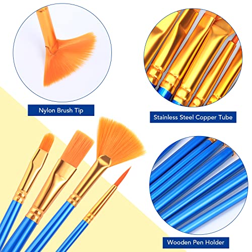 Acrylic Paint Brush Set, Aroic 60 Pcs Nylon Hair Paint Brushes For All Purpose Oil Watercolor Face Body Rock Painting Artist, Small Paint Brush Kits For Kids Adult Drawing #TOP2