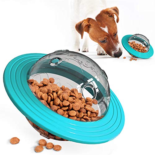 OMGPFR Dog Treat Ball, Flying Discs Chew Toy for Dogs, Dog Toy Frisbee Puppy Bite Resistant Nontoxic Dog Toys Relieve Gum Pain for Small Medium and Large Dogs Training Chewing Playing,Blue