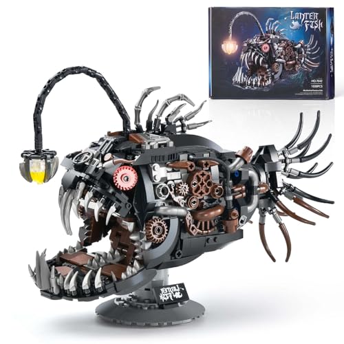Mechanical Fish Building Sets for Adult,Ocean Animal Building Display with Light,Collection Decor for Home or Office,Creative Blocks Gift for Adults(1038PCS)