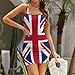 Union Jack British Flag Bodycon Dress Women's Sexy Summer Short Backless Spaghetti Strap Tight Dresses Party Club DressM