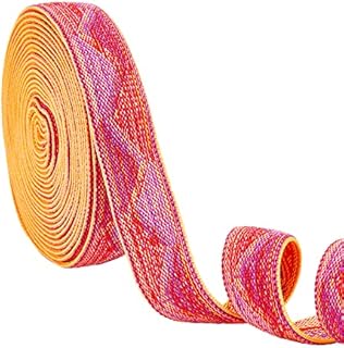 AHANDMAKER 6 Yards 0.98 Inch Ethnic Jacquard Elastic Band Trim, Elastic Stretch Ribbon, Vintage Woven Jacquard Trim, for DIY Sewing, Headband, Waist Belt Decorations and Clothing Accessories