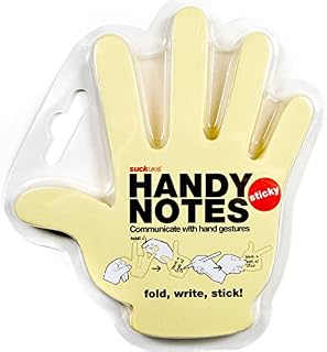 Suck UK Hand Shaped Sticky Notes - Self-Adhesive Memo Pad, Yellow, 105mm x 122mm x 4mm
