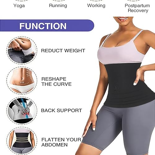 FITPUT Slim Belt for Women Belly Fat Belly Tummy Reduction Belt After Delivery Slimming Tummy Tucker Fat Waist Shapewear and HIPS Trainer Slim Stomach, 4 Meter Length (Black) - Image 3