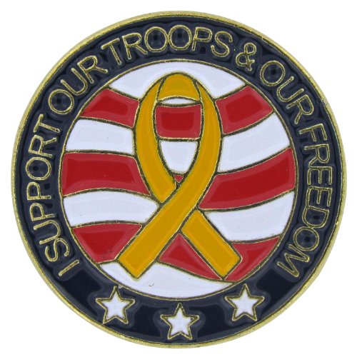 US Flag Store I Support Our Troops and Our Freedom Round Lapel Pin