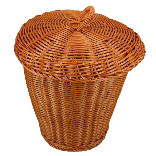 Panier en vannerie de déchets de capacité raisonnable imitation rotin avec couvercle