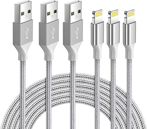 Lightning Cable MFi Certified - iPhone Charger 3Pack 3FT Lightning to USB A Charging Cable Cord Compatible with iPhone 14 13 12 SE 2020 11 Xs Max XR X 8 7 6S 6 Plus 5S iPad Pro iPod Airpods - Gray