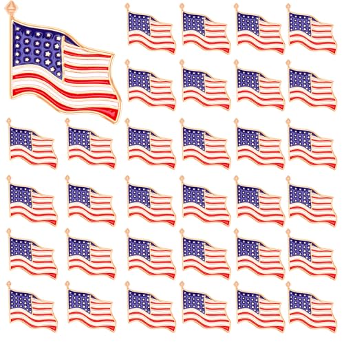 SANNIX 60pcs American Flag Pins, Red White Blue, Brooches and Pins, USA Flag Badge Pins, Independence, Veteran, Memorial Day, 4th of July Decorations