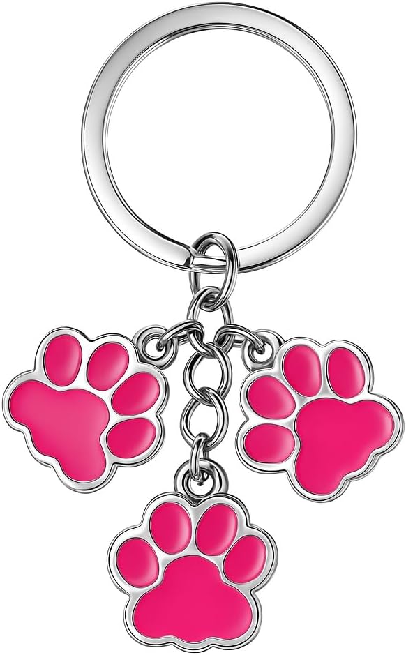 Dog Keychain with Pet Paw Print–Cute Animal Key Chains for Men Women Dog Lover