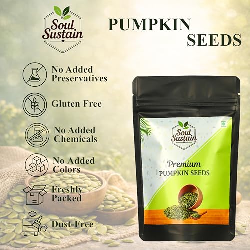 Image of SoulSustain Pumpkin Seeds 80 GM | Raw Pumpkin Seeds | Edible Seeds for Daily Nutrition | Plant Based Protein | Roasted Snack, Smoothies, Baking, Salads, Keto & Vegan Diet