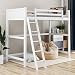 Harper&Bright Designs Panel Style Solid Wood Loft Bed,Side Angled Ladder (White)