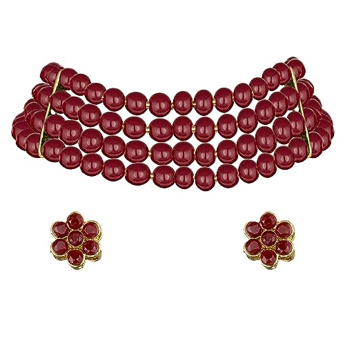 Image of Peora Traditional Maharani Haar Necklace with Earrings Bridal Jewellery Set Gift for Women