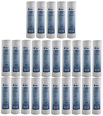 Tier1 30 Micron 10 Inch x 2.5 Inch | 25-Pack String Wound Polypropylene Whole House Sediment Water Filter Replacement Cartridge | Compatible with Pentek CW-MF, 155187-43, W30W, Home Water Filter
