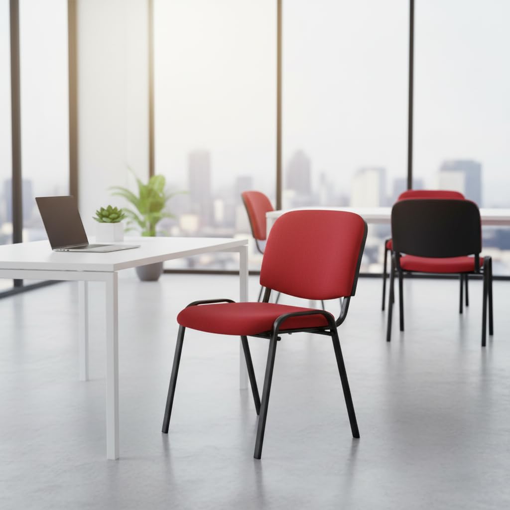 Generico Sedia VENERE FISSA SEDIA PER UFFICIO E SALE ATTESA RIUNIONI CON STRUTTURA IN METALLO VERNICIATO e SEDUTA IMBOTTITA RIVESTIMENTO in TESSUTO MICROFIBRA colore ROSSO