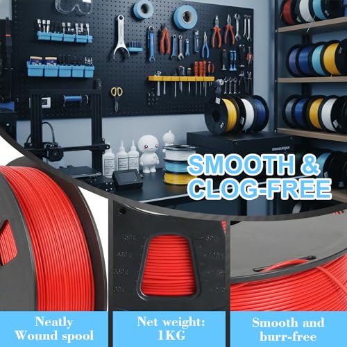Image of LOVOON PLA Filament Red 1KG, 1.75mm 3D Printer Filament Dimensional Accuracy + /- 0.02mm, Neatly Wound 3D Printing Filament, Fits Most FDM 3D Printers, 1KG Cardboard Spool (2.2lbs)