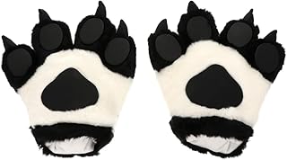 [CHILDWEET] 1 ペア ぬいぐるみ動物の手袋 キッズコスチューム クリエイティブアニマルパームグローブ キッドクラフトプレイセット パンダ 手のひら 小道具 おもちゃ ぬいぐるみ素材