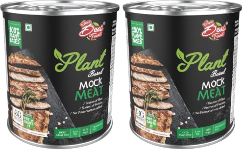 Image of Desi Treat Vegan Mock Meat - Plant-Based Meat Alternative, Ready to Cook with Free Masala Packet, High Protein, No Preservatives, Healthy Vegetarian Meat Substitute - 800g Pack (Pack of 2)