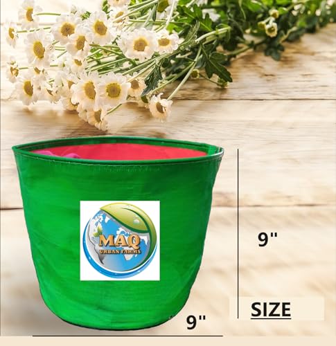 Image of MASHKI 9 inch x 9 inch Garden Green HPDE Growbags, for Home Gardening, Terrace Balcony Gardening Grow Bag (MGB-9X9 1 NOS)