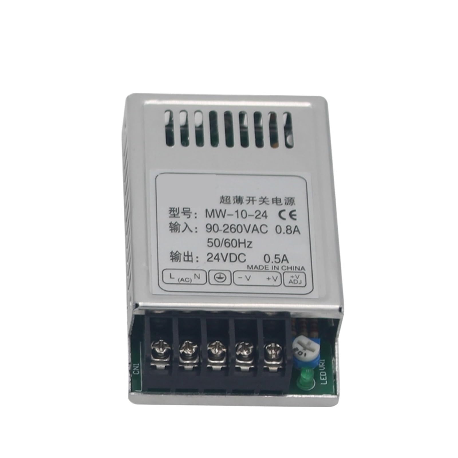 1 alimentatore switching da 10 W, 24 V, 0,5 A, piccolo alimentatore monoblocco con ampia tensione