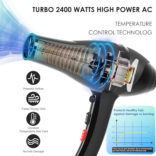 Professional Ionic Hair Dryer with Diffuser for Curly Hair