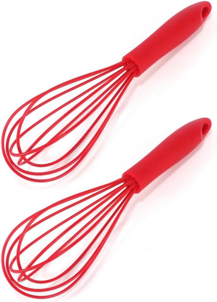 Silicone Whisk (20 Piece), 10-Inch Commercial Non-Scratch Balloon Wire Whisk for Cooking, Manual Egg Beater Milk Frother Coffee Whisks, Used for Blending, Whisking, Beating and Stirring