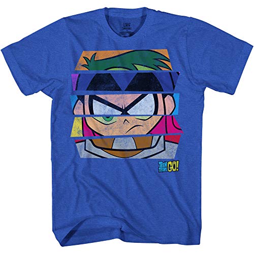 Boys Teen Titans Go! T-Shirt - Teen Titans Go! Beast Boy, Raven, Cybord, Robin and Silkie Shirt (Royal Heather, Small)