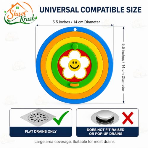 Image of Silicone Drain Cover Hair Catcher and Filter | Reusable Sink Drain Strainer, Bathroom Floor Drain Filter, Odor Blocker, Easy Cleaning Design, Flexible Silicone Drain Cover (Pack of 2)