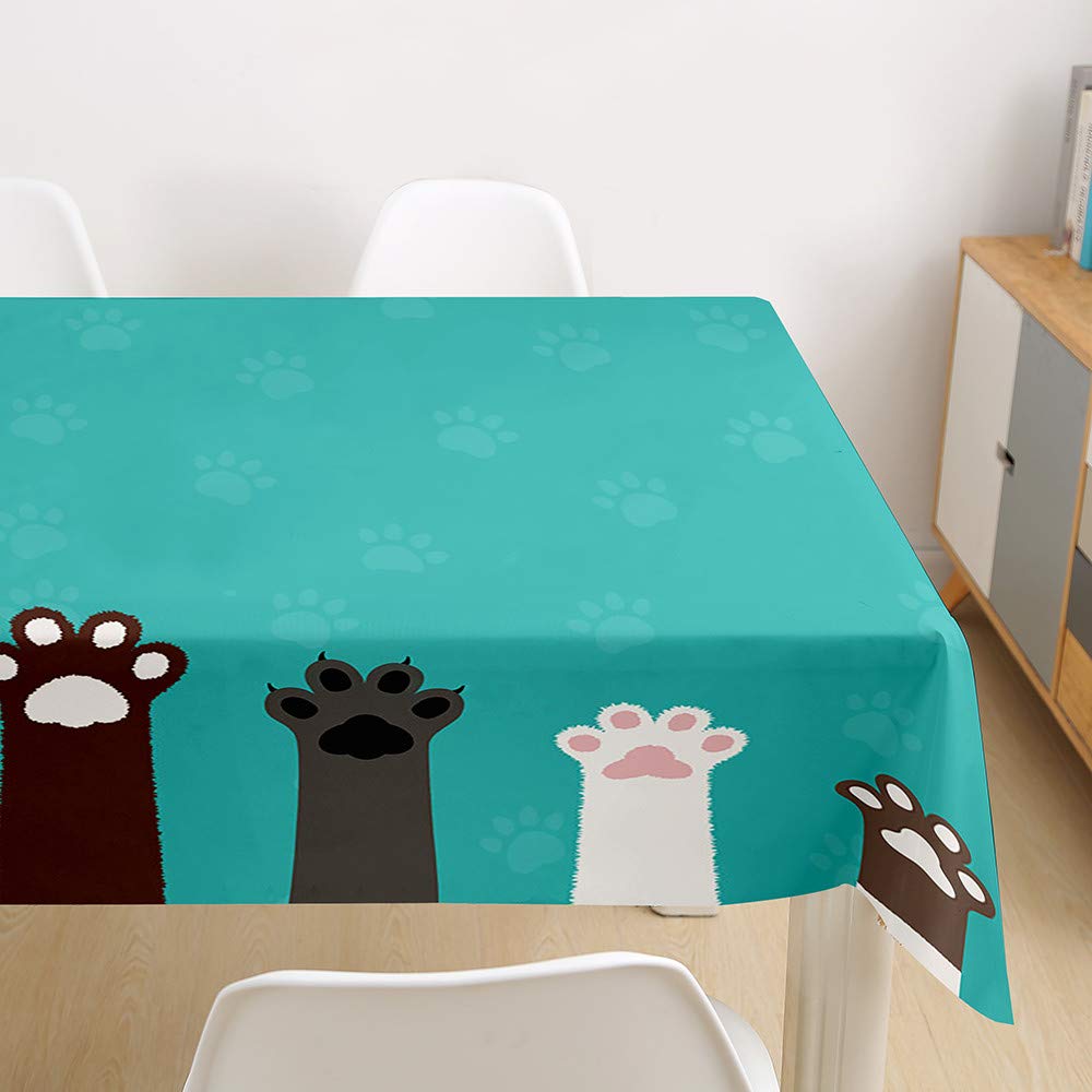Morbuy Tovaglia Rettangolare di Gatto Stampa, Tovaglie da Tavolo Impermeabile Antimacchia 100% Poliestere per Cucina Giardino Feste Decorazioni (Zampa di Gatto,60x60cm