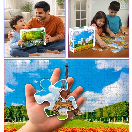 Image of Castle Jigsaw Puzzles for Kids and Childrens - Realistic Illustration Challenging Brain Booster Gifts, Fun and Creative Fun Game - Ages 5+ (500 Pcs) (Eiffel Tower + Landscape)