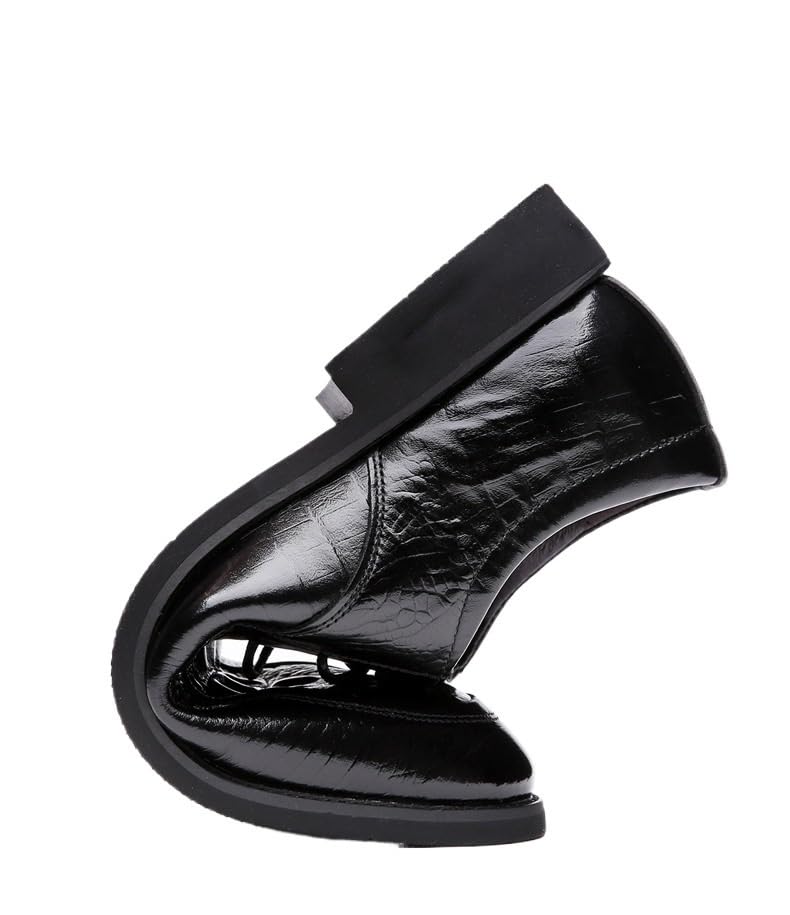 Dress Oxford Shoes for Men Lace Up Round Toe Leather Crocodile Print Apron Toe Derby Shoes Non Slip Anti-Slip Slip Resistant Low Top Block Heel(9.5)3