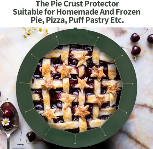 HOHUIGO Silicone Pie Crust Shield, Heavy Duty Adjustable Pie Protector Fit 5-10.5 Inch Pan Kitchen Gadget Accessory Shield Cover Ring for Baking Pizza - Thumbnail 4