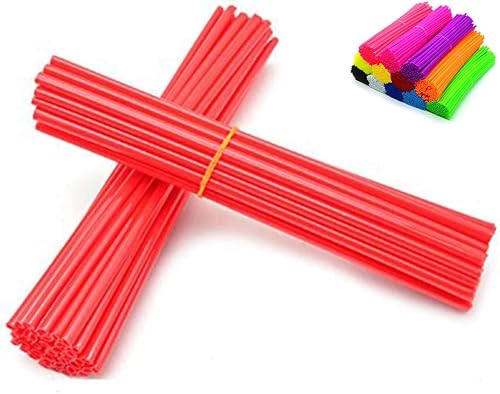 Bicycle Spoke Skins Wraps BMX MTB Kids Road Mountain Bike Colorful Wheel Decoration-72 Pcs (Red)