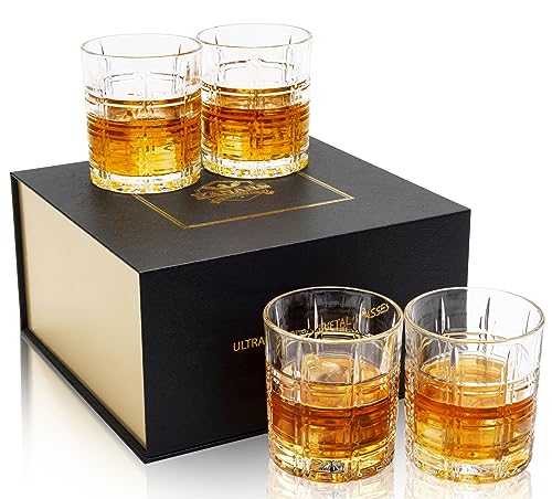 KANARS Crystal Whiskey Glasses - 10 Oz Rock Glasses in