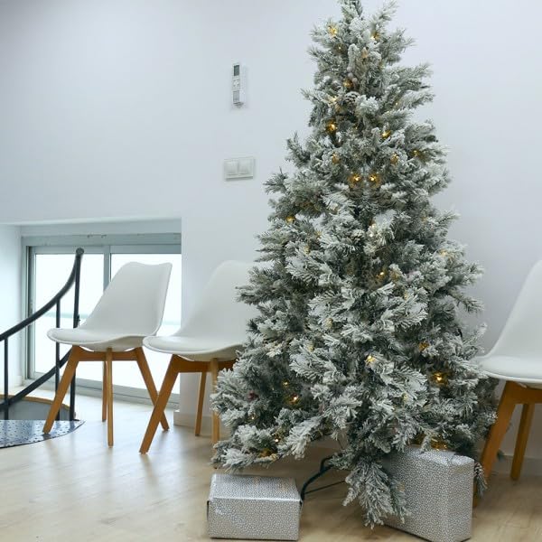 Árbol de Navidad nevado Blanco Decorado 180 cm