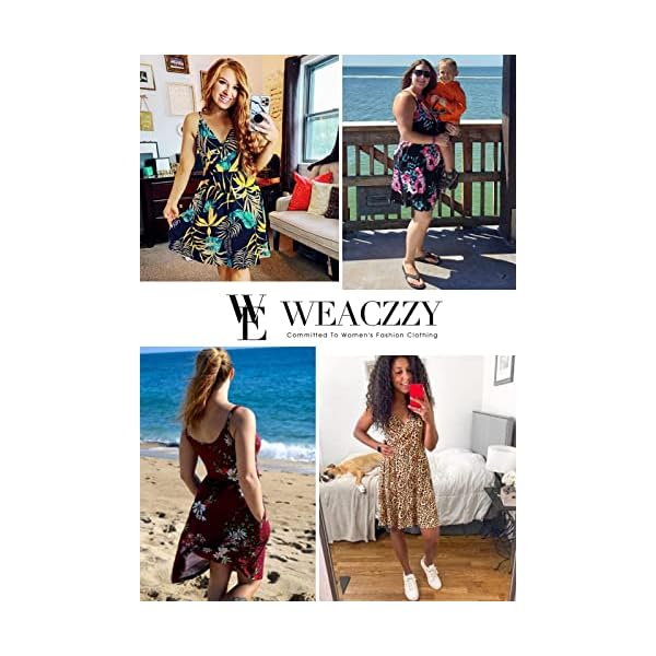 WEACZZY Women's Floral Summer Dress V Neck Spaghetti Strap Casual Dress with Pockets (Medium,Floral Green) - Image 6